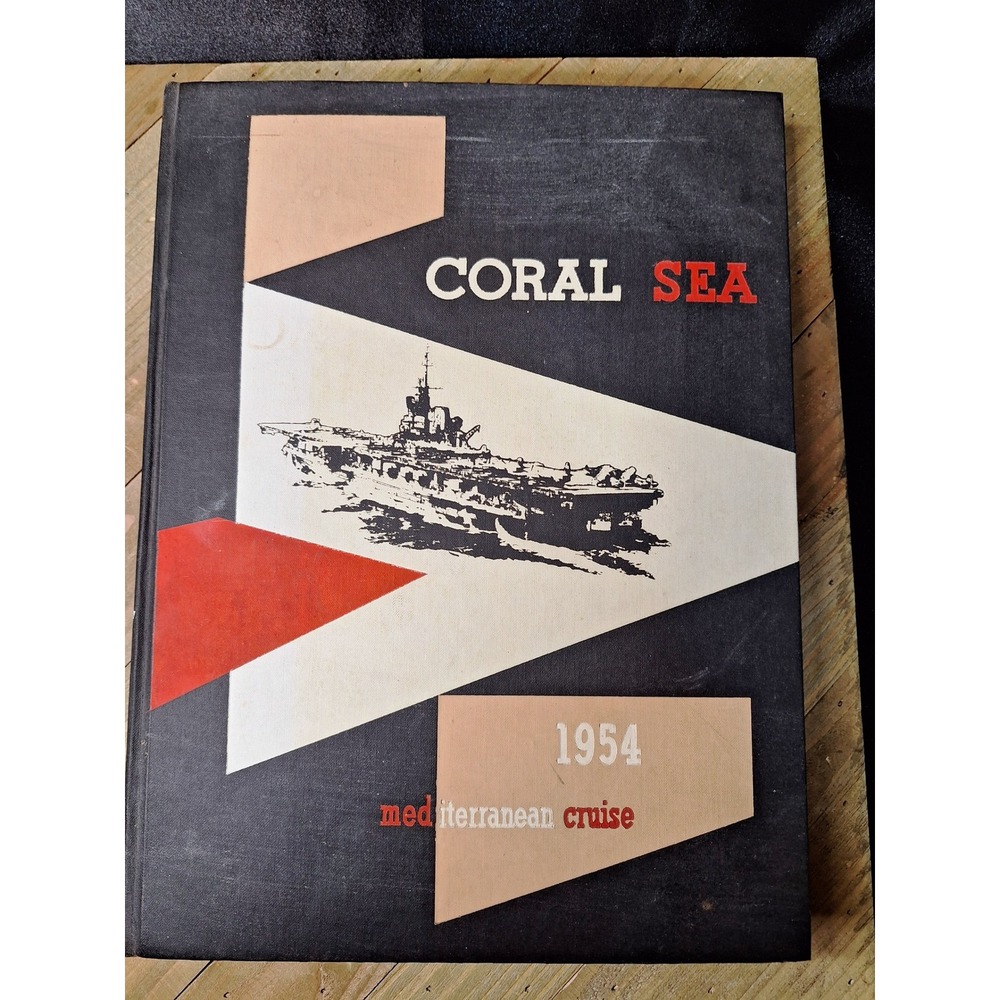 USS Coral Sea 1954 Mediterranean Cruise Book US Navy Aircraft Carrier History
